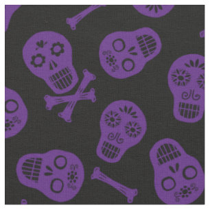 Dia de los Muertos Lila Paper Skulls Muster Stoff