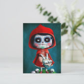 Dia de los Muertos Little Red Riding Hood Postkarte (Stehend Vorderseite)