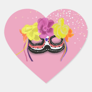 Dia de Los Muertos Mask Herz-Aufkleber