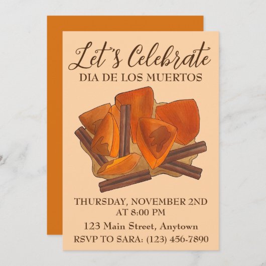 Dia De Los Muertos Mexican Calabaza en Tacha Food Einladung (Vorne/Hinten)