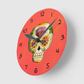 Dia de Los Muertos Mexican Sugar Skull Runde Wanduhr (Winkel)