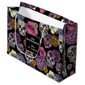 Dia de los Muertos Mexican Sugar Skulls & Blume Große Geschenktüte (Vorderseite Schrägansicht)