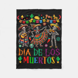 Dia De Los Muertos Mexikanisches Tanzen Drei Blume Fleecedecke