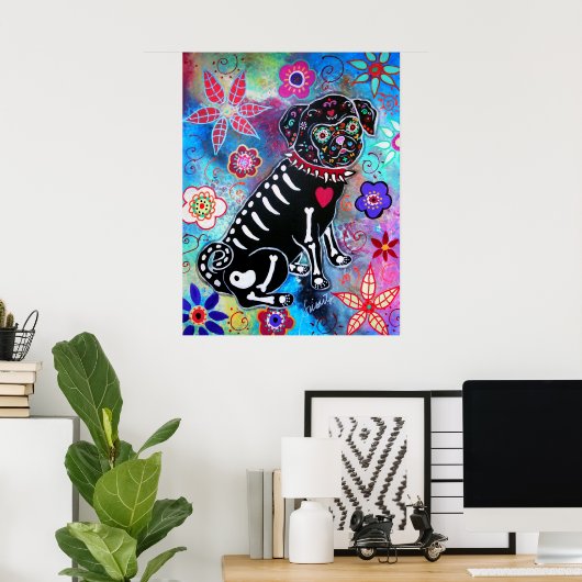 Dia de los Muertos Mops Dog Poster (Heimbüro)