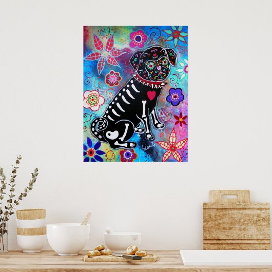Dia de los Muertos Mops Dog Poster (Küche)