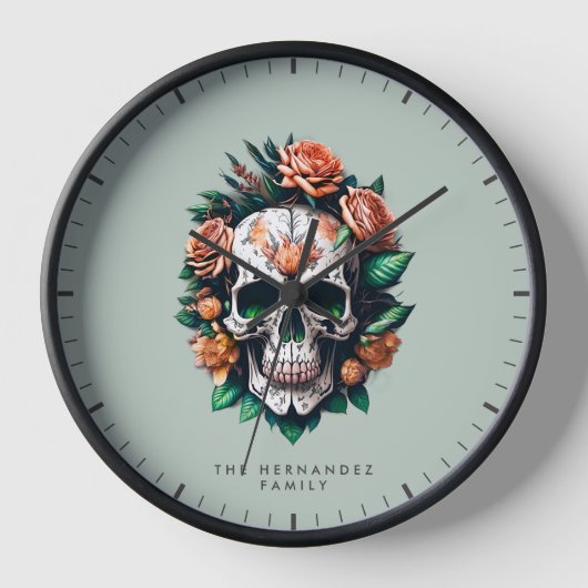 Dia de Los Muertos Nachname Uhr (Vorderseite)