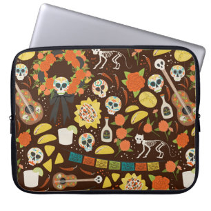 Dia De Los Muertos nahtloses, handgezogenes Modell Laptopschutzhülle