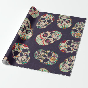 Dia de los muertos nahtloses Muster mit Zucker sku Geschenkpapier