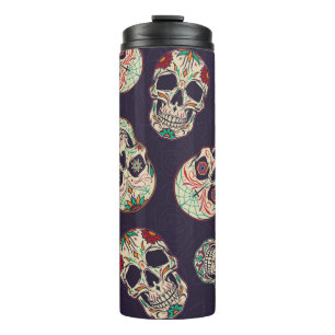 Dia de los muertos nahtloses Muster mit Zucker sku Thermosbecher