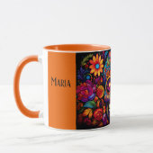 Dia de los Muertos Name Skull Orange Inside Tasse (Links)