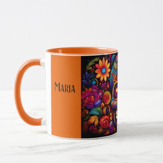 Dia de los Muertos Name Skull Orange Inside Tasse (Links)