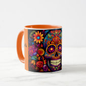 Dia de los Muertos Name Skull Orange Inside Tasse (Vorderseite Links)