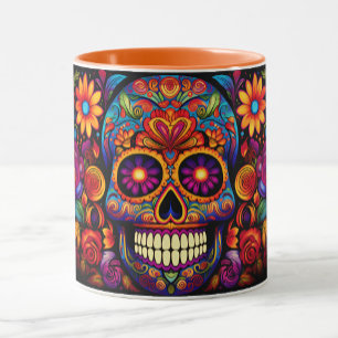 Dia de los Muertos Name Skull Orange Inside Tasse