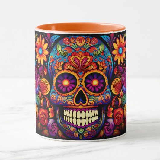 Dia de los Muertos Name Skull Orange Inside Tasse