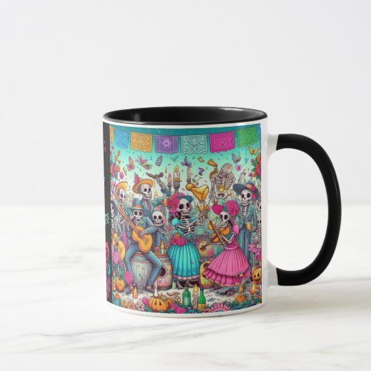 Dia de los Muertos Name Skull Sky Black Innen hinz Tasse (Rechts)