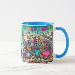 Dia de los Muertos Name Skull Sky Blue Innen Tasse