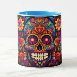 Dia de los Muertos Name Skull Sky Blue Innen Tasse