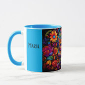 Dia de los Muertos Name Skull Sky Blue Innen Tasse (Links)