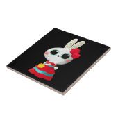 Dia De Los Muertos Niedliches, sonniges Rotes Klei Fliese (Seite)