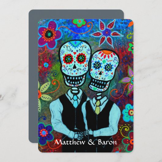 DIA DE LOS MUERTOS NOVIOS COUPLE WEDING EINLADUNG (Vorne/Hinten)