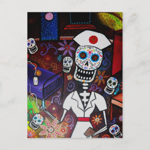 DIA DE LOS MUERTOS NURSE POSTCARD POSTKARTE