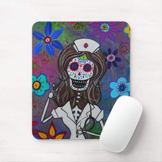 Dia de Los Muertos Nurse RN Mousepad (Mit Mouse)