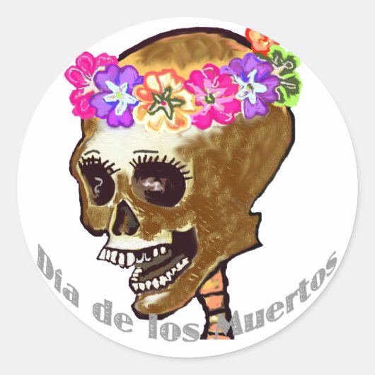 Dia de Los Muertos oder Halloween Runder Aufkleber (Vorderseite)