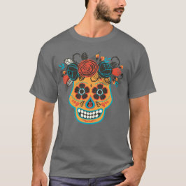 Dia de los Muertos Orange Sugar Skull T-Shirt