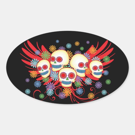 Dia de los Muertos Oval Sticker (Vorderseite)