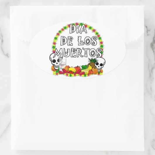 Dia De Los Muertos Ovaler Aufkleber (Tasche)
