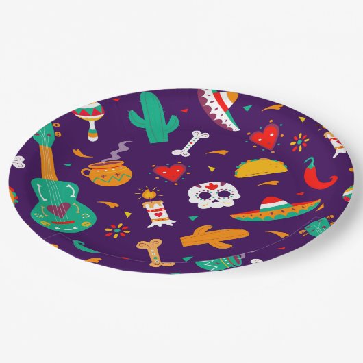 Dia De Los Muertos Pappteller (Schrägansicht)