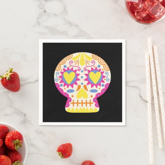 Dia de los Muertos Party Deco Black Paper Napkin Serviette (Beispiel)