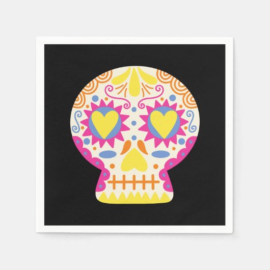 Dia de los Muertos Party Deco Black Paper Napkin Serviette (Vorderseite)