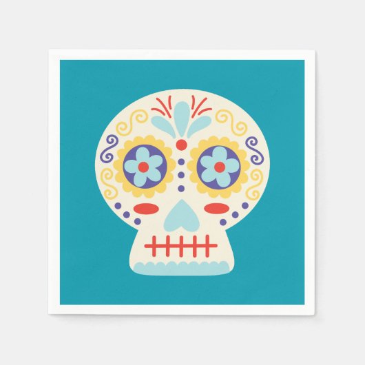 Dia de los Muertos Party Deco Blue Paper Napkin Serviette (Vorderseite)