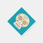 Dia de los Muertos Party Deco Blue Paper Napkin Serviette (Ecke)