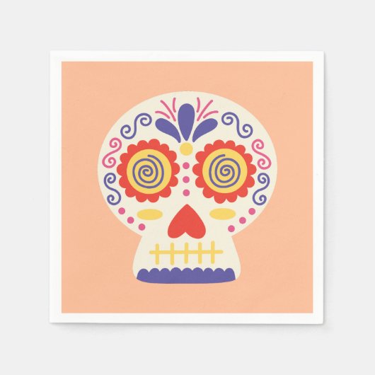 Dia de los Muertos Party Deco Orange Paper Napkin Serviette (Vorderseite)