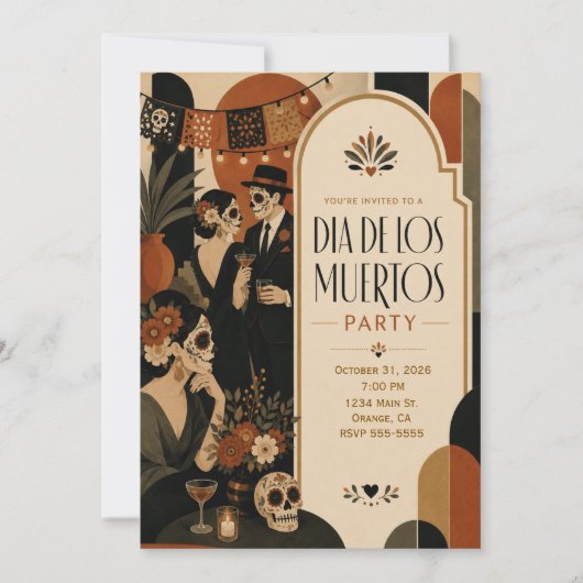 Dia De Los Muertos Party Einladung (Vorderseite)
