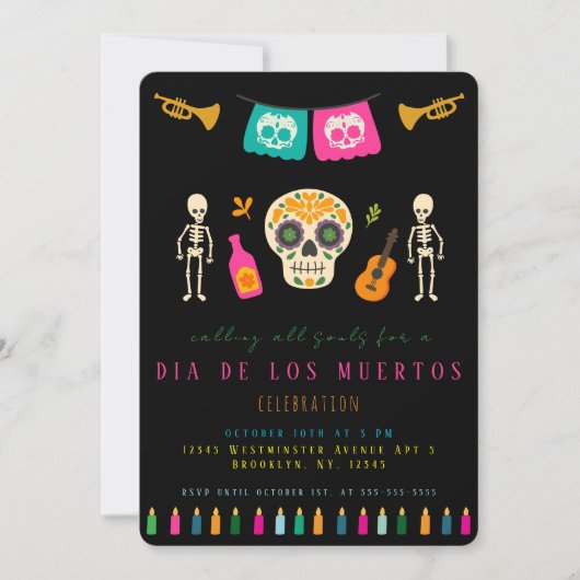 Día de los Muertos Party Invitation Einladung (Vorderseite)
