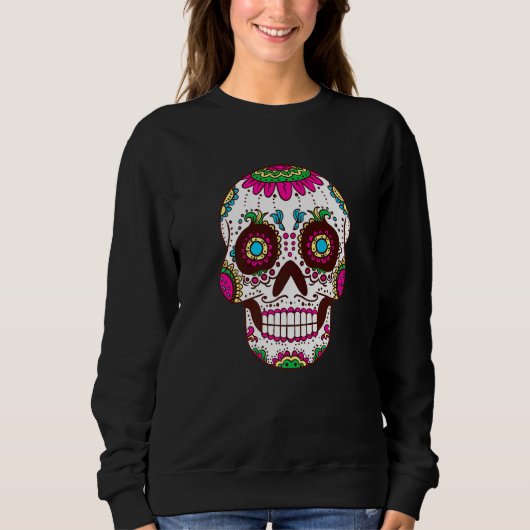 Dia De Los Muertos Pink Elements Skull Mask Premiu Sweatshirt (Vorderseite)