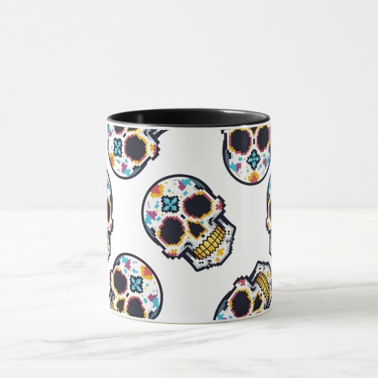 Dia De Los Muertos Pixelated Skull Pattern Tasse (Zentrum)