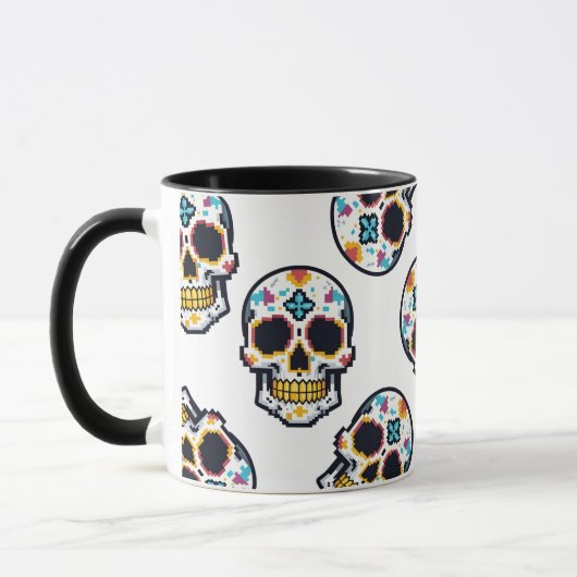 Dia De Los Muertos Pixelated Skull Pattern Tasse (Links)