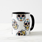 Dia De Los Muertos Pixelated Skull Pattern Tasse (VorderseiteRechts)
