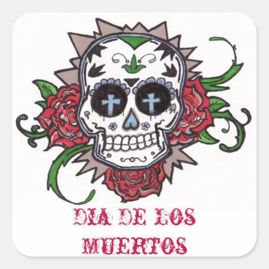 dia de los muertos quadratischer aufkleber (Vorderseite)