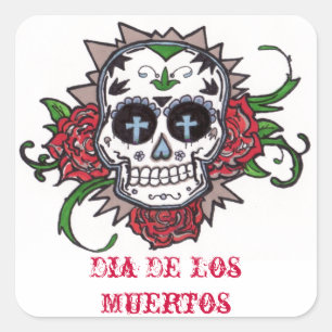 dia de Los Muertos Quadratischer Aufkleber