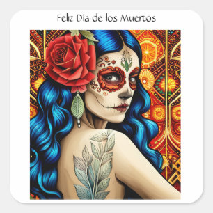 Día de los Muertos Quadratischer Aufkleber