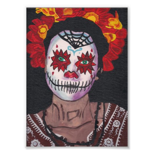 Dia De Los Muertos Red Lady Fotodruck (Vorne)