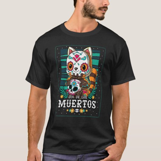 Dia De Los Muertos Red Panda T-Shirt (Vorderseite)