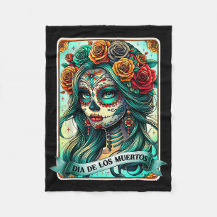 Dia de Los Muertos Rose Blume Frauentag Fleecedecke