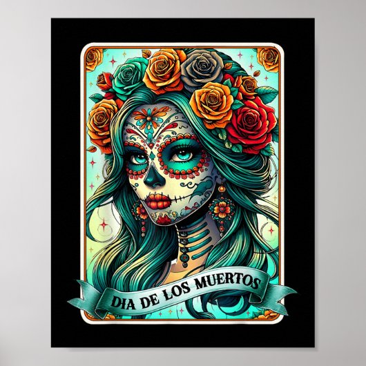 Dia de Los Muertos Rose Blume Frauentag Poster (Vorne)
