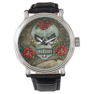 Dia De Los Muertos Rose Sugar Skull Armbanduhr